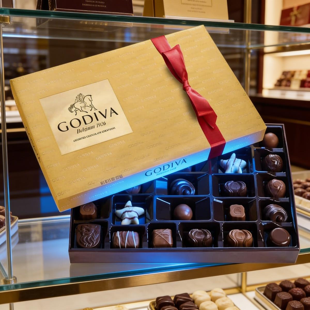 Close-up showing glossy chocolate texture