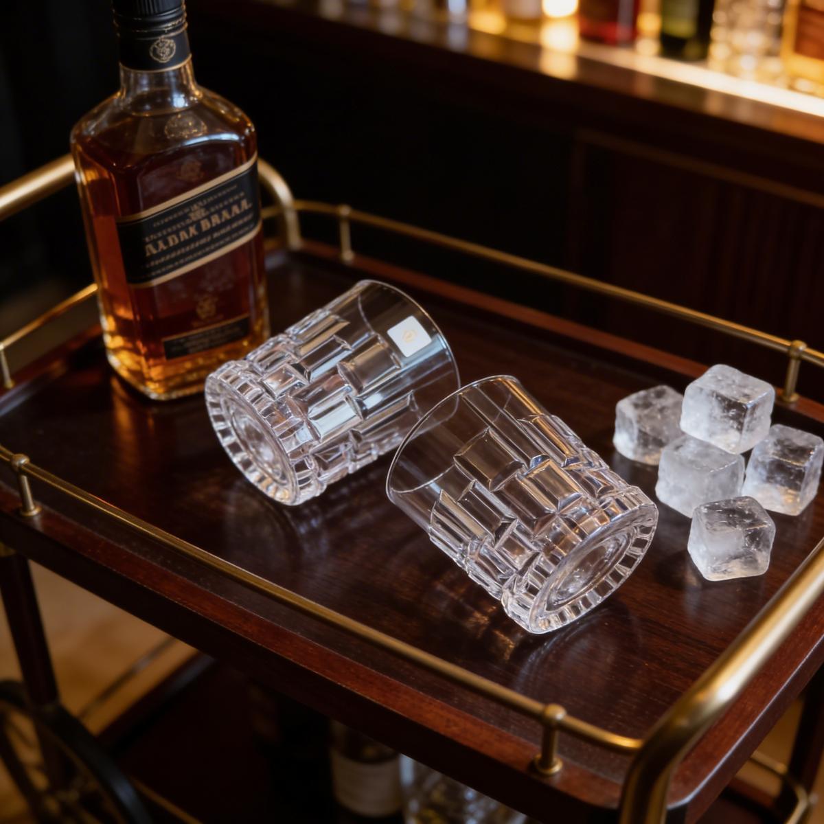 Crystal glass on clean background with controlled reflections