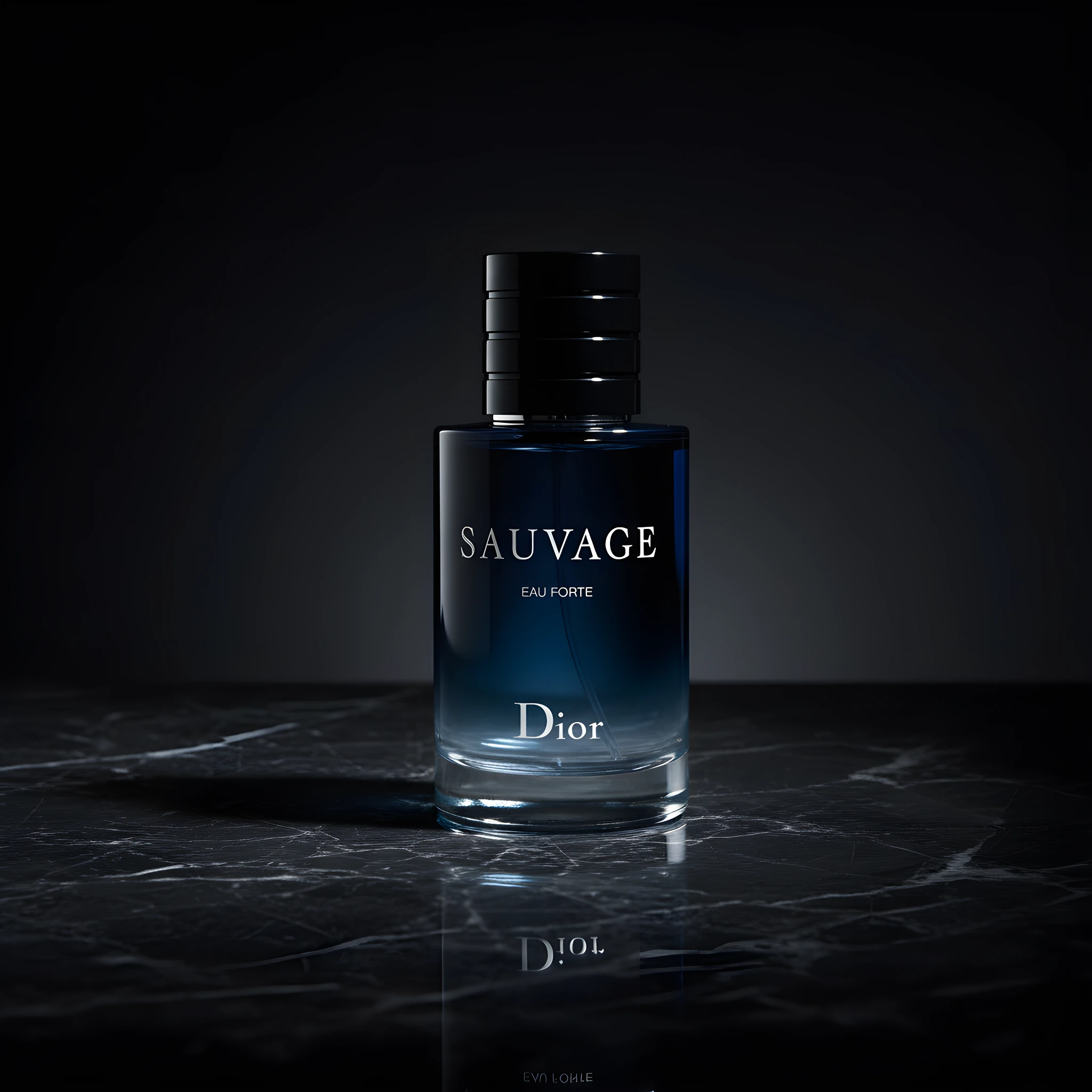 Luxury perfume bottle with moody dramatic lighting